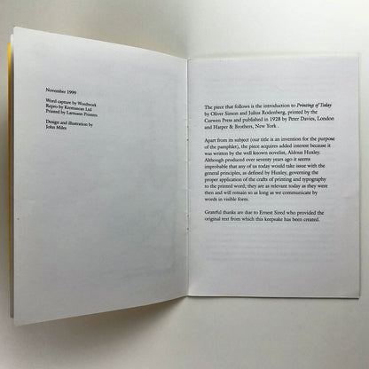 Aldous Huxley: Form and substance on the printed page | Wynkyn de Worde, 1999
