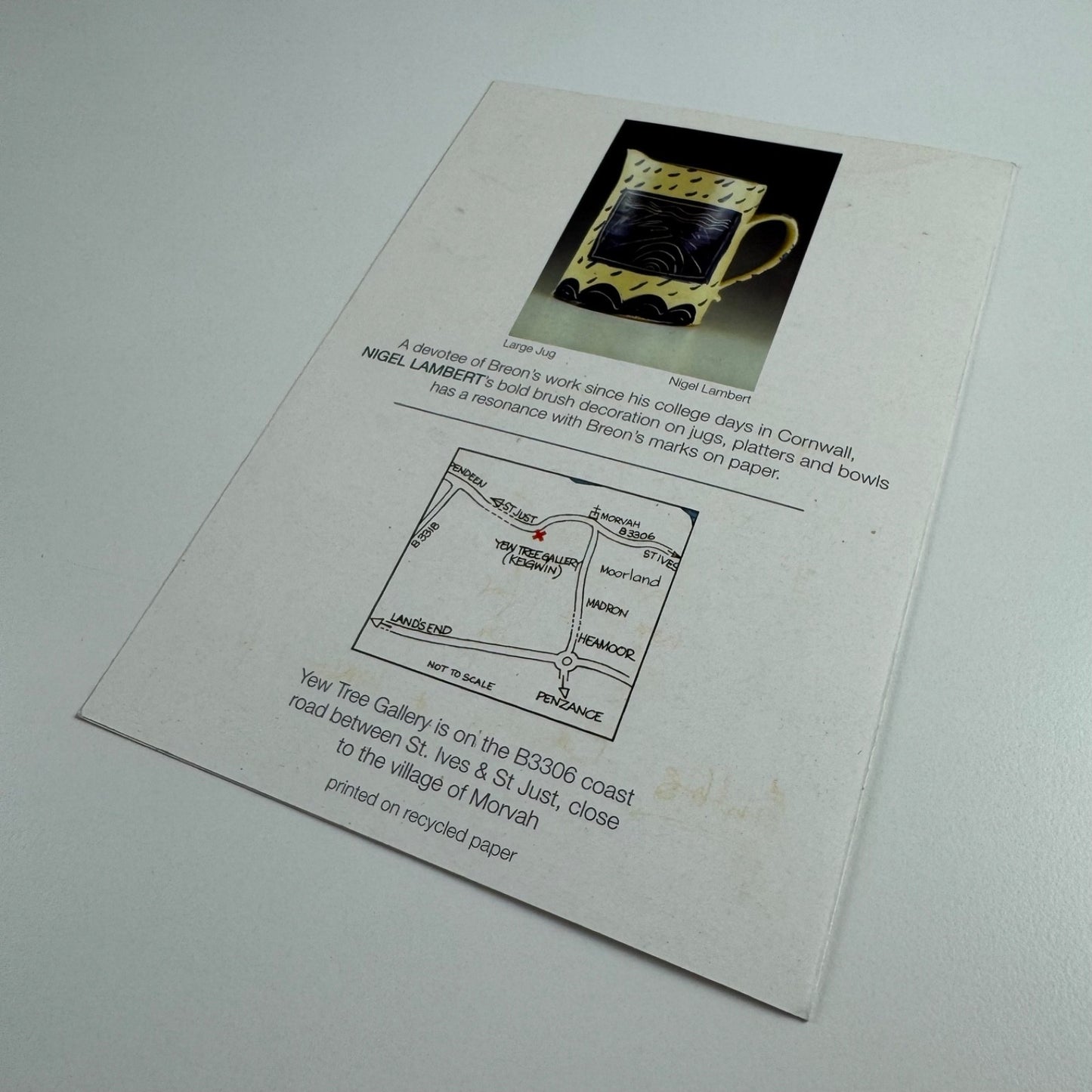 Promotional leaflet for Breon O’Casey new paintings and prints gold, silver & bronze sculpture with ceramics by Nigel Lambert | Yew Tree Gallery, 2003