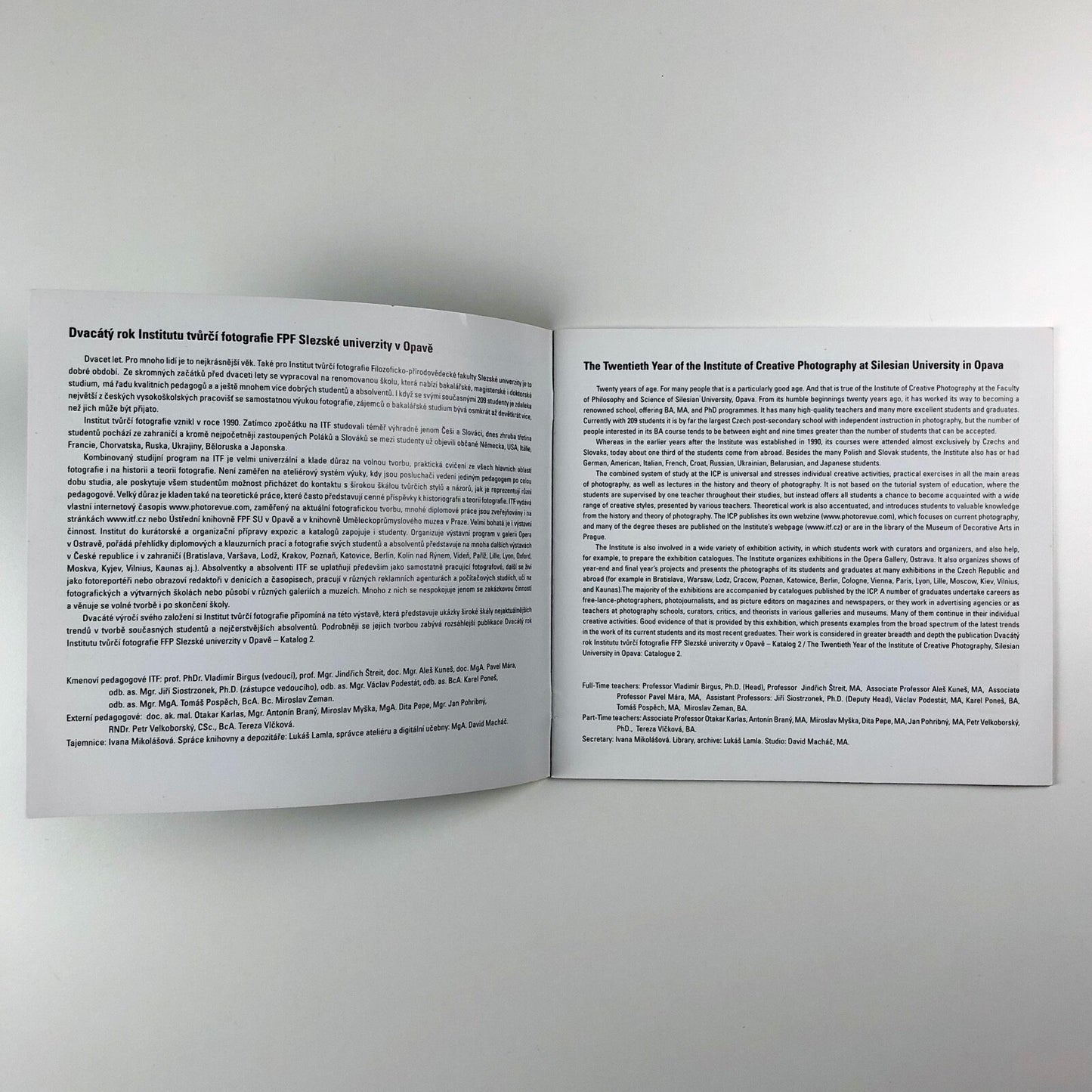 The Twentieth Year of the Institute of Creative Photography | Catalogue 1 | Silesian University, 2010