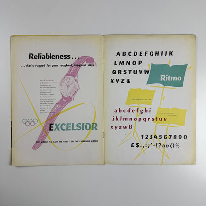 Ritmo type specimen leaflet for Società Nebiolo Aldo Novarase