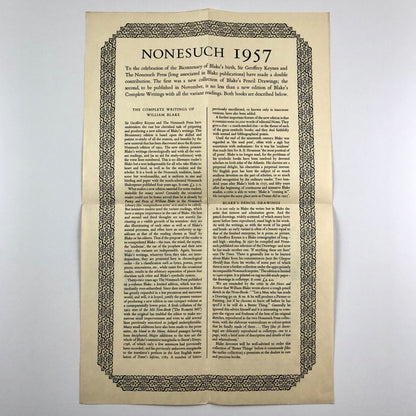 Nonesuch News 1957 | The Nonesuch Press – fold out leaflet
