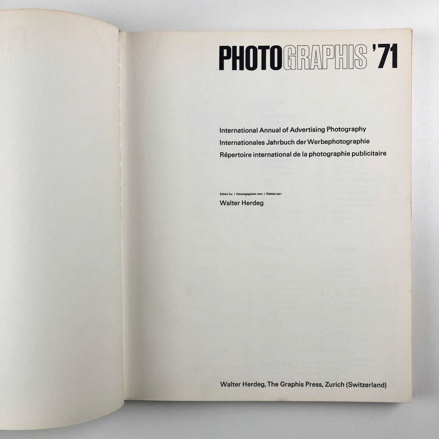 Photographis '71 | International Annual of Advertising Photography | Walter Herdeg