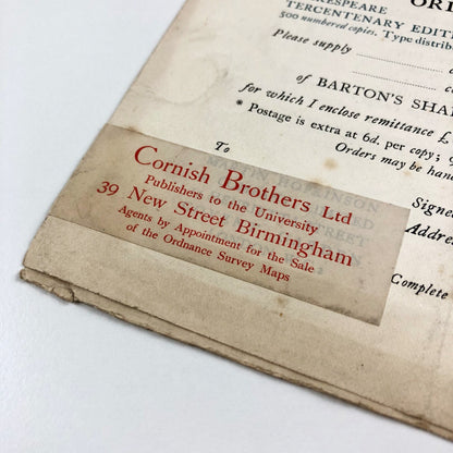 Prospectus for The Sonnets of William Shakespeare | John Harrower | Martin Hopkinson and Company, 1923