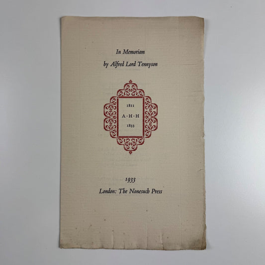 Prospectus for In Memoriam by Alfred Lord Tennyson. The Nonesuch Press, 1933