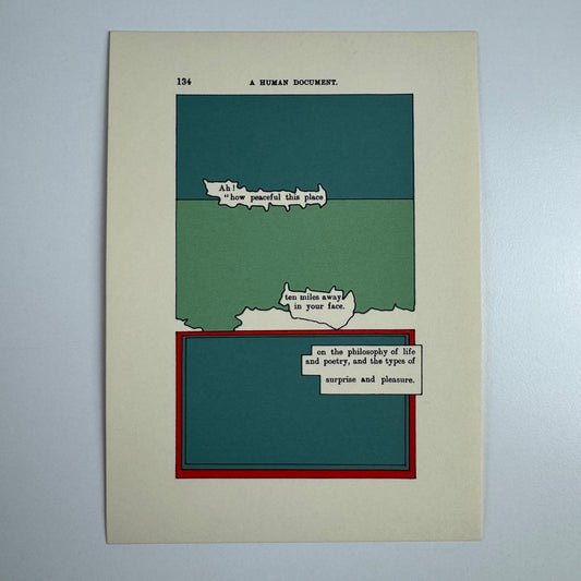 A Humument page 134 'Ah! "how peaceful' by Tom Phillips Tetrad Press, 1970
