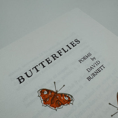 Prospectus leaflet – Butterflies: poems by David Burnett, drawings by Rosemary Roberts | Celtic Cross Press
