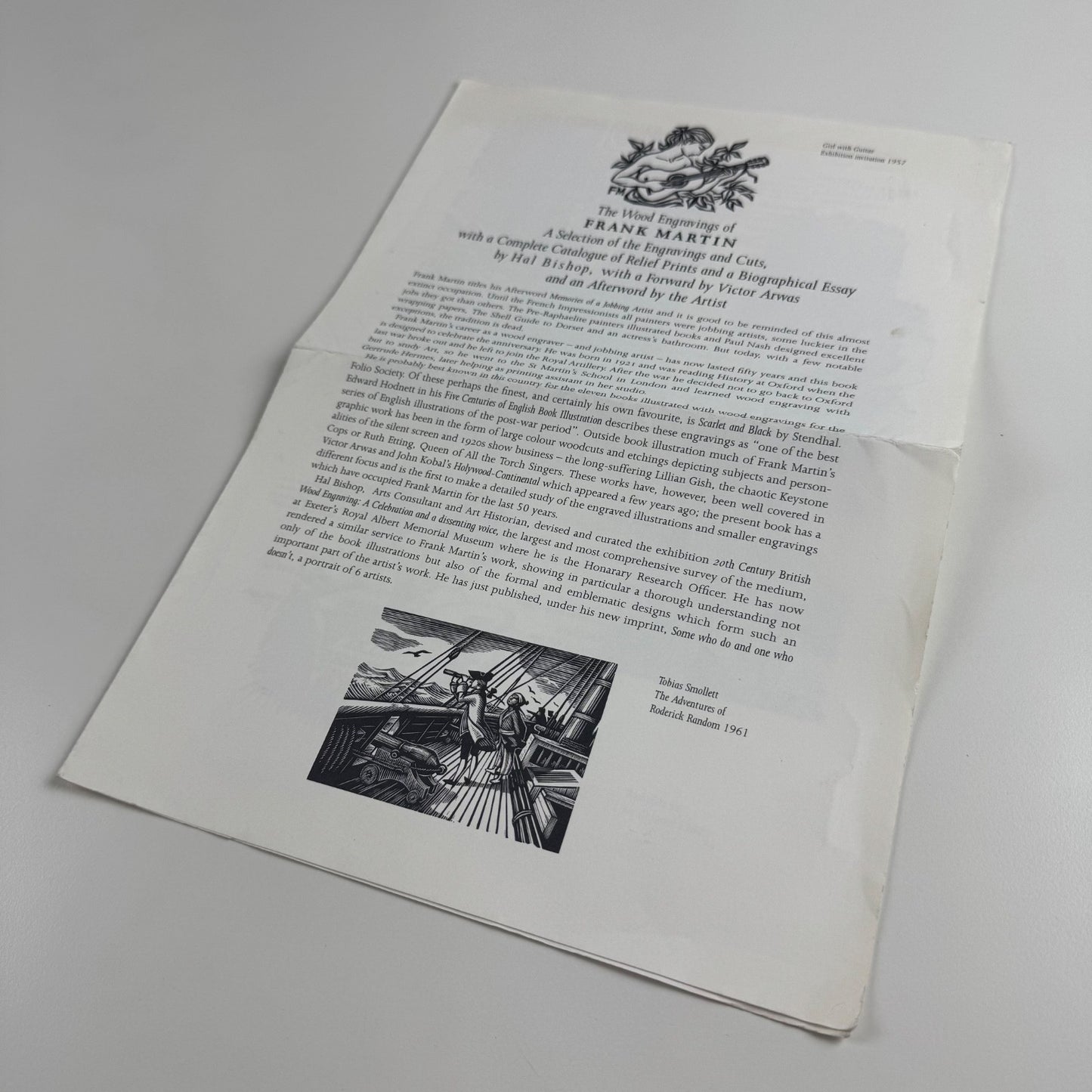 Prospectus for The Wood Engravings of Frank Martin by Hal Bishop | Previous Parrot Press, 1998