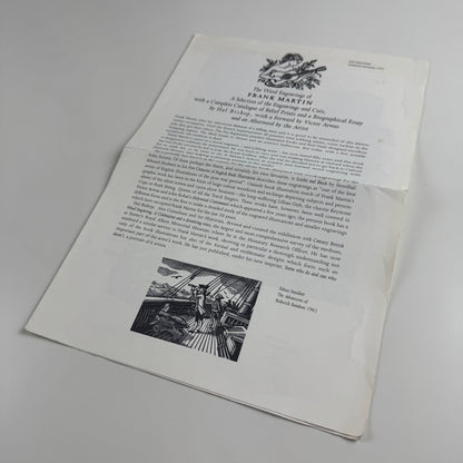 Prospectus for The Wood Engravings of Frank Martin by Hal Bishop | Previous Parrot Press, 1998