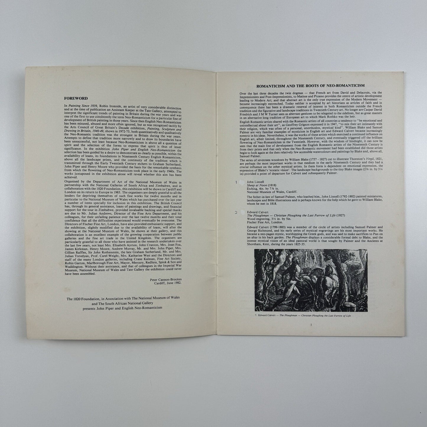 John Piper and English Neo-Romanticism | National Museum of Wales catalogue, 1982