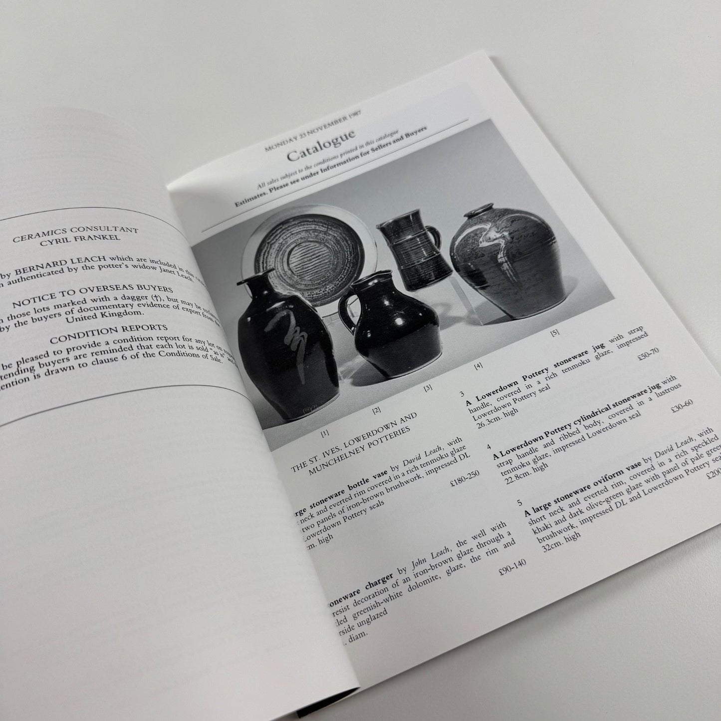 Contemporary Ceramics inc. Hans Coper Lucie Rie Christie's 23 Nov 1987