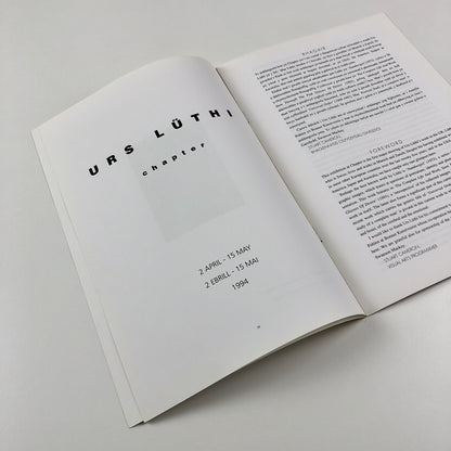 Urs Lüthi | Chapter (Cardiff) | Foreword by Stuart Cameron, 1994 leaflet