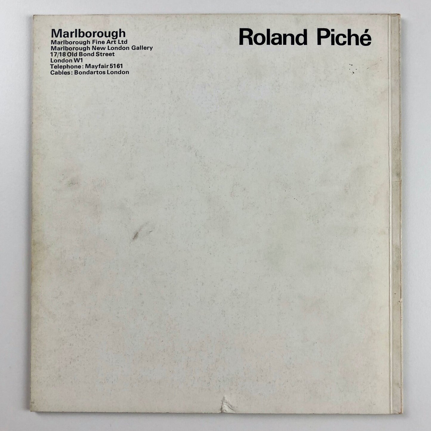 Roland Piché – first one man exhibition | Marlborough catalogue, April 1967