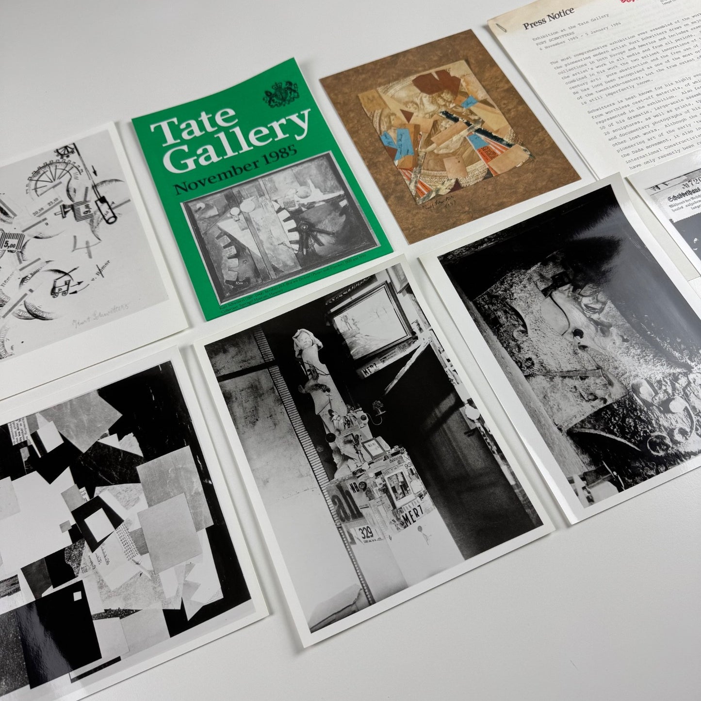 Ephemera relating to Kurt Schwitters Tate Gallery exhibition 1985/6