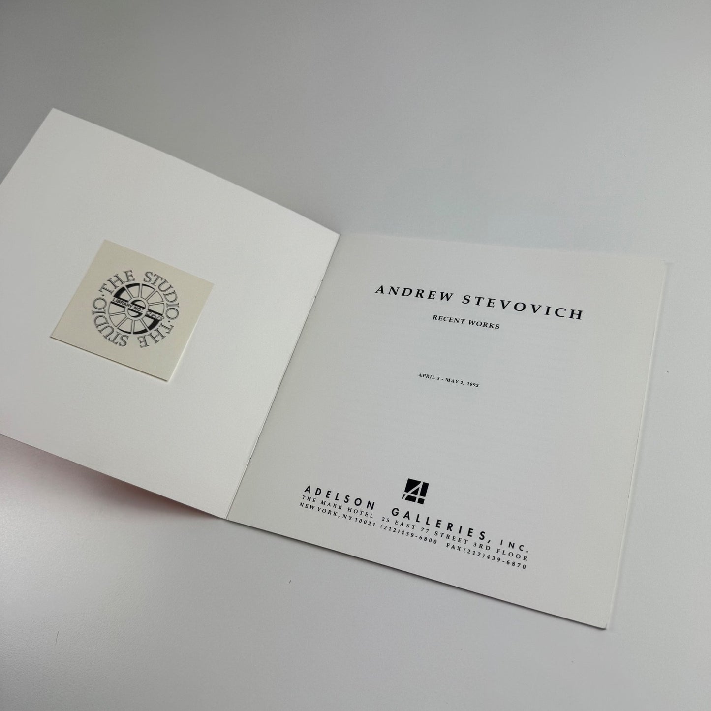 Andrew Stevovich. Recent Works | Adelson Galleries, New York, 1992