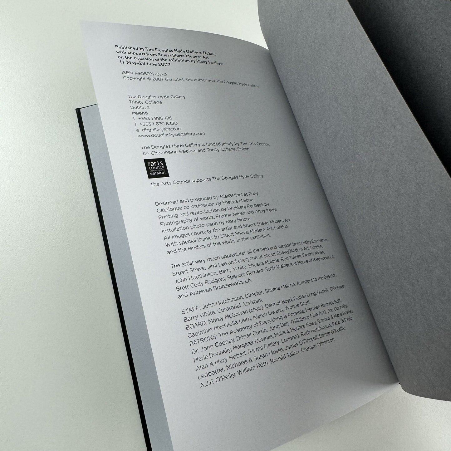 Ricky Swallow | Douglas Hyde Gallery Dublin, 2007 exhibition catalogue