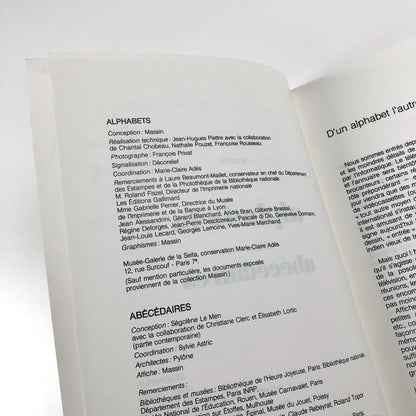 Alphabets Exposition organisée par Massin Musée Galerie de la Seita 1986/7 | Exhibition catalogue, 1987