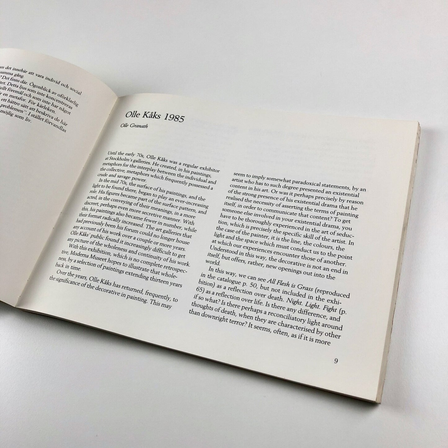 Olle Kåks exhibition catalogue | Modern Museet, Stockholm 1985