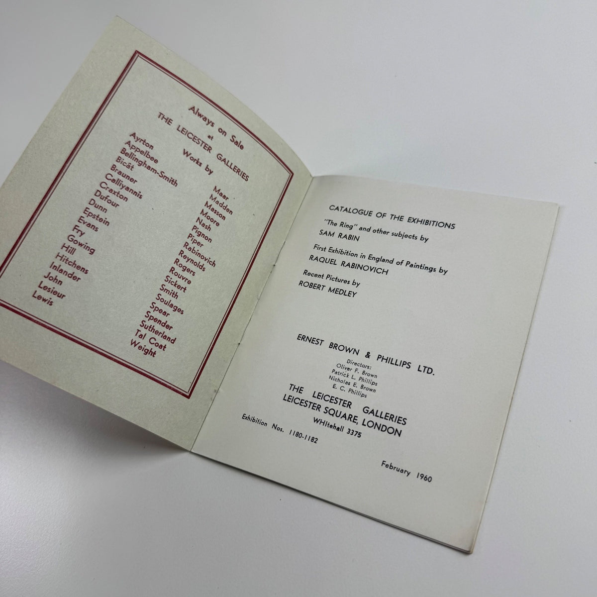 Sam Rabin, Raquel Rabinovich, Robert Medley | Leicester Galleries, February 1960
