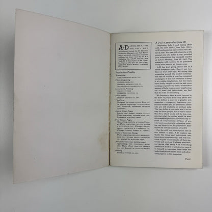 A-D An Intimate Journal for Art Directors | April-May 1941 Vol 7, 4 George Giusti