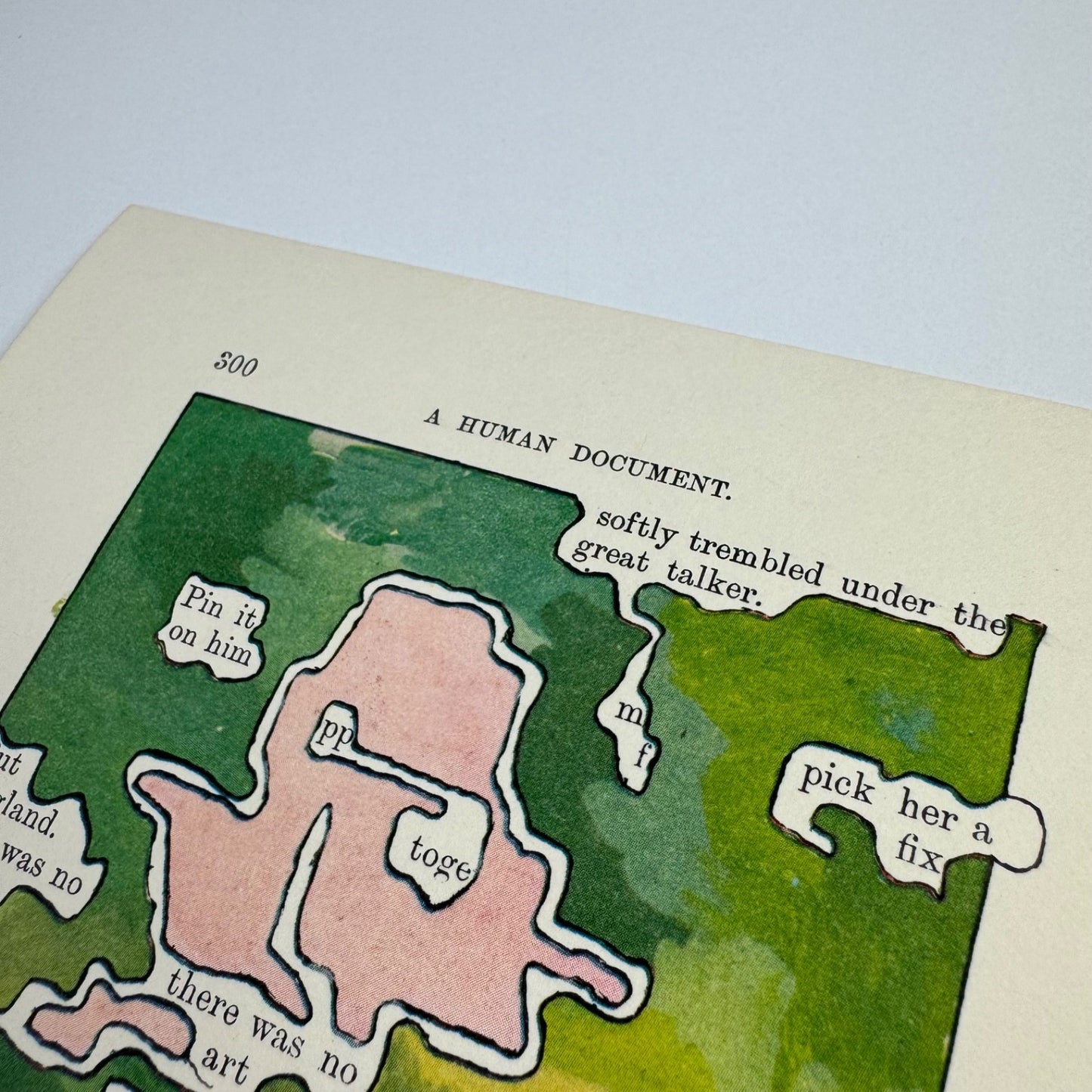 A Humument page 300 'softly trembled under' by Tom Phillips Tetrad Press, 1970