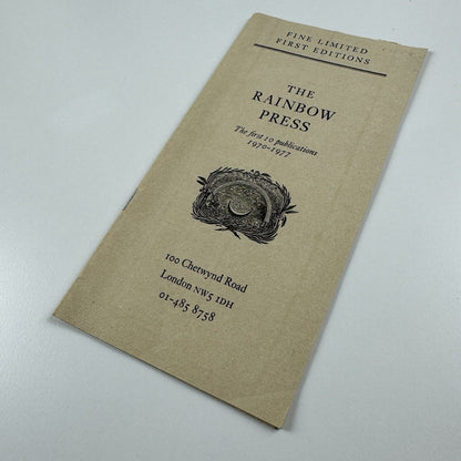 Leaflet for The Rainbow Press | The first 10 publications 1970-1977 | The John Robert Press | includes Ted Hughes, Sylvia Plath