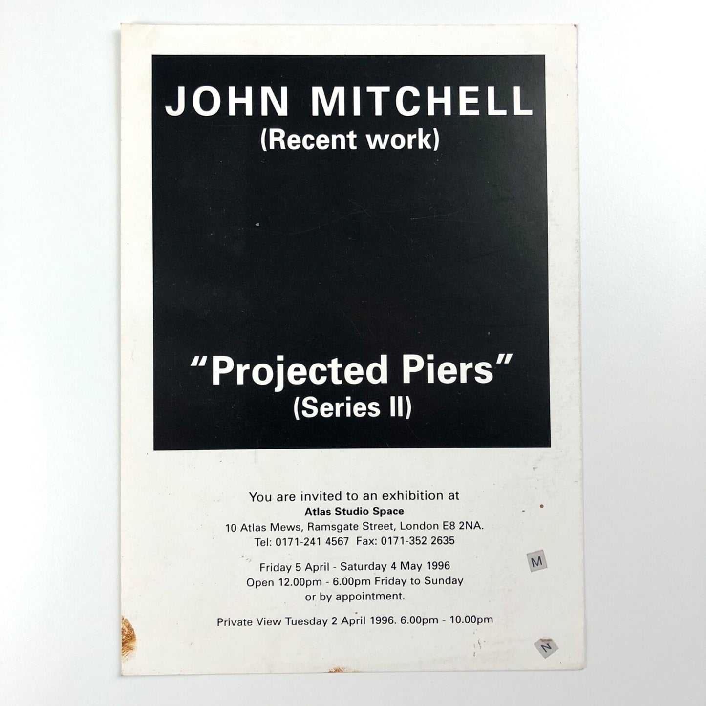 Private view – John Mitchell "Projected Piers" Series II | Atlas Studio Space, 1996