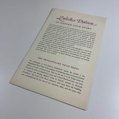 Prospectus for Zulieka Dobson | The Shakespeare Head Press, 1975