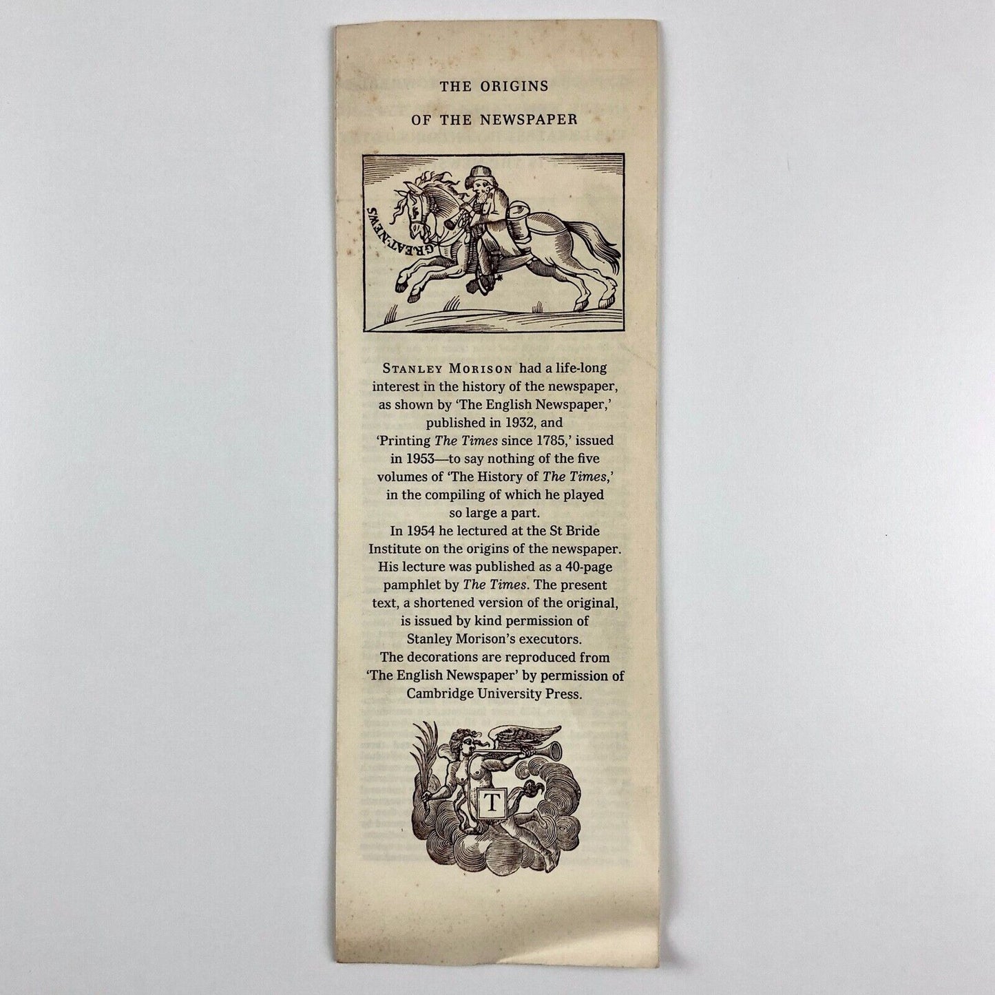 The Origins of the Newspaper | Stanley Morison ATypI 1971 Linotype | AtypI (Association Typographique Internationale)