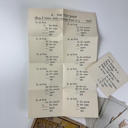 No 6 The Toy Shop educational maths toy | E.J. Arnold c.1950s – 12 cards & 2 leaflets