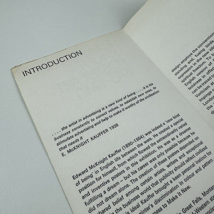 Folding card guide for E.McKnight Kauffer: Poster Art 1915-1940 travelling exhibition organised by V&A Circulation Dept 1973