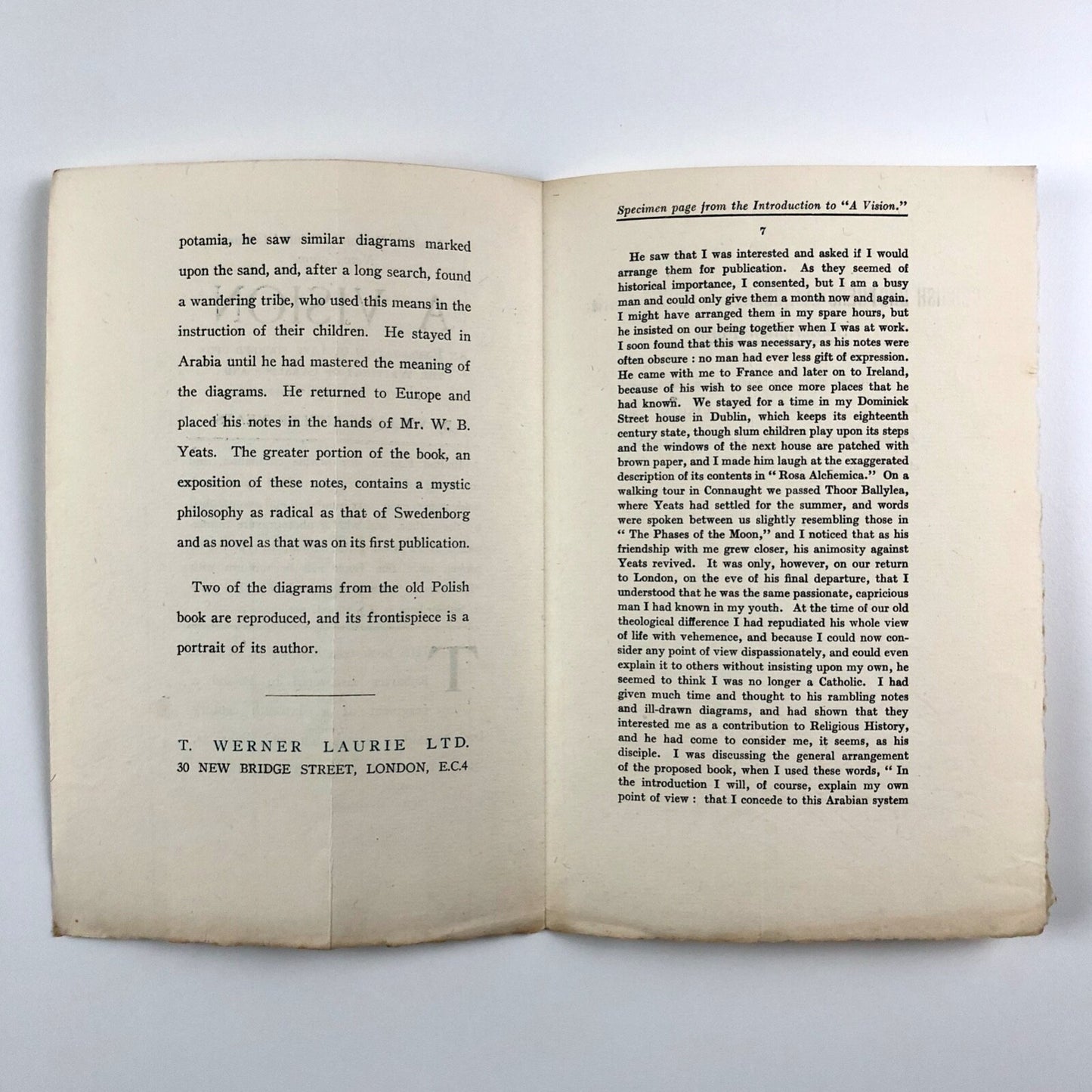 Prospectus for Laurie’s Privately Printed Library – A Vision | William Butler Yeats | Undated. Presumed to be c.1925