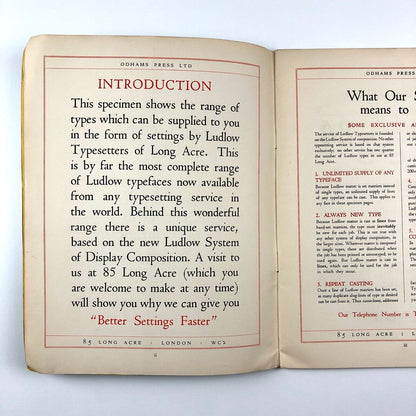 One–Line Specimens of Ludlow Typefaces, Rules, Ruleforme & Borders; | Odhams Press, 1930s?