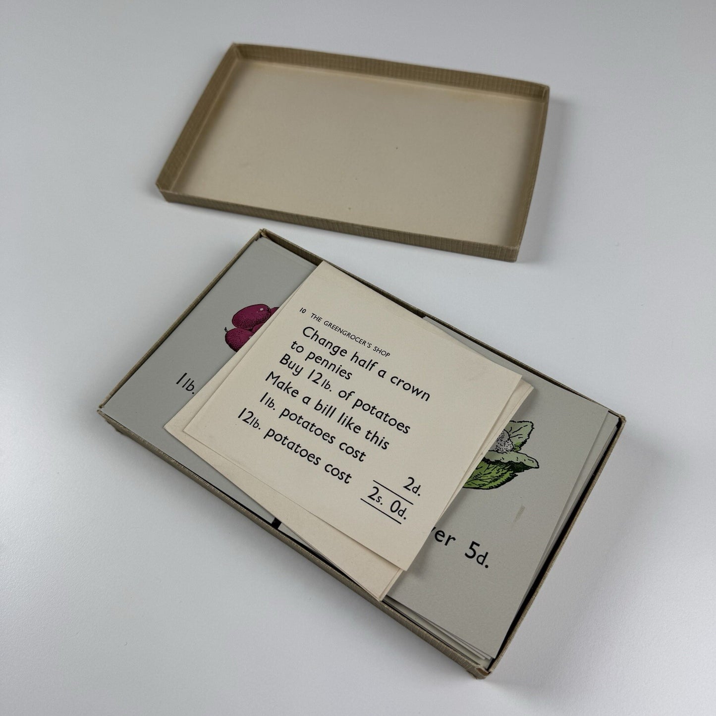 No 10 The Greengrocer's Shop educational maths toy | E.J. Arnold c.1950s – 86 cards