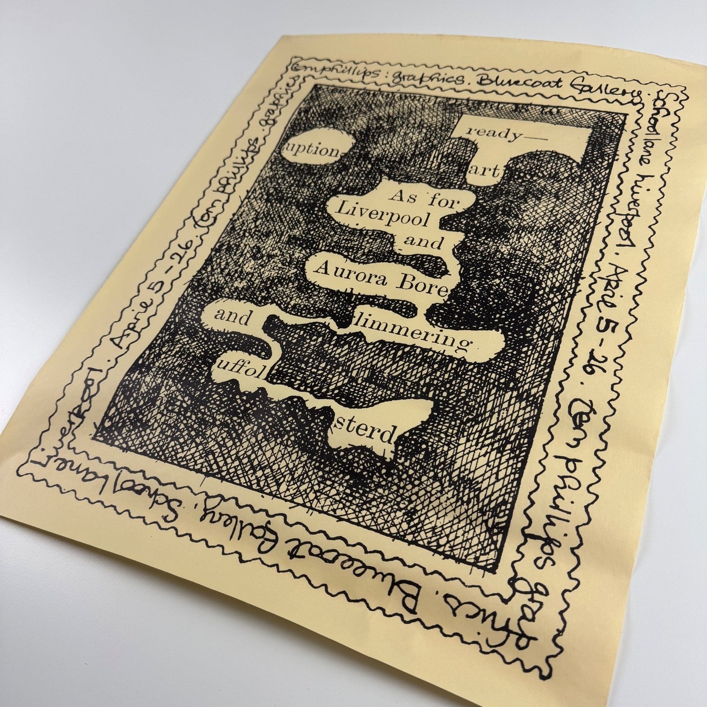 Poster for Tom Phillips: graphics held at The Bluecoat Gallery, Liverpool, 1973