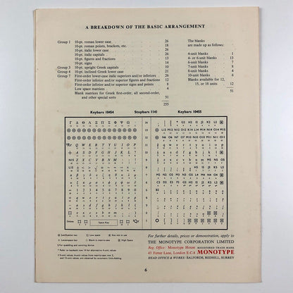 4-Line Mathematics | Monotype information sheet, No 156, March 1959