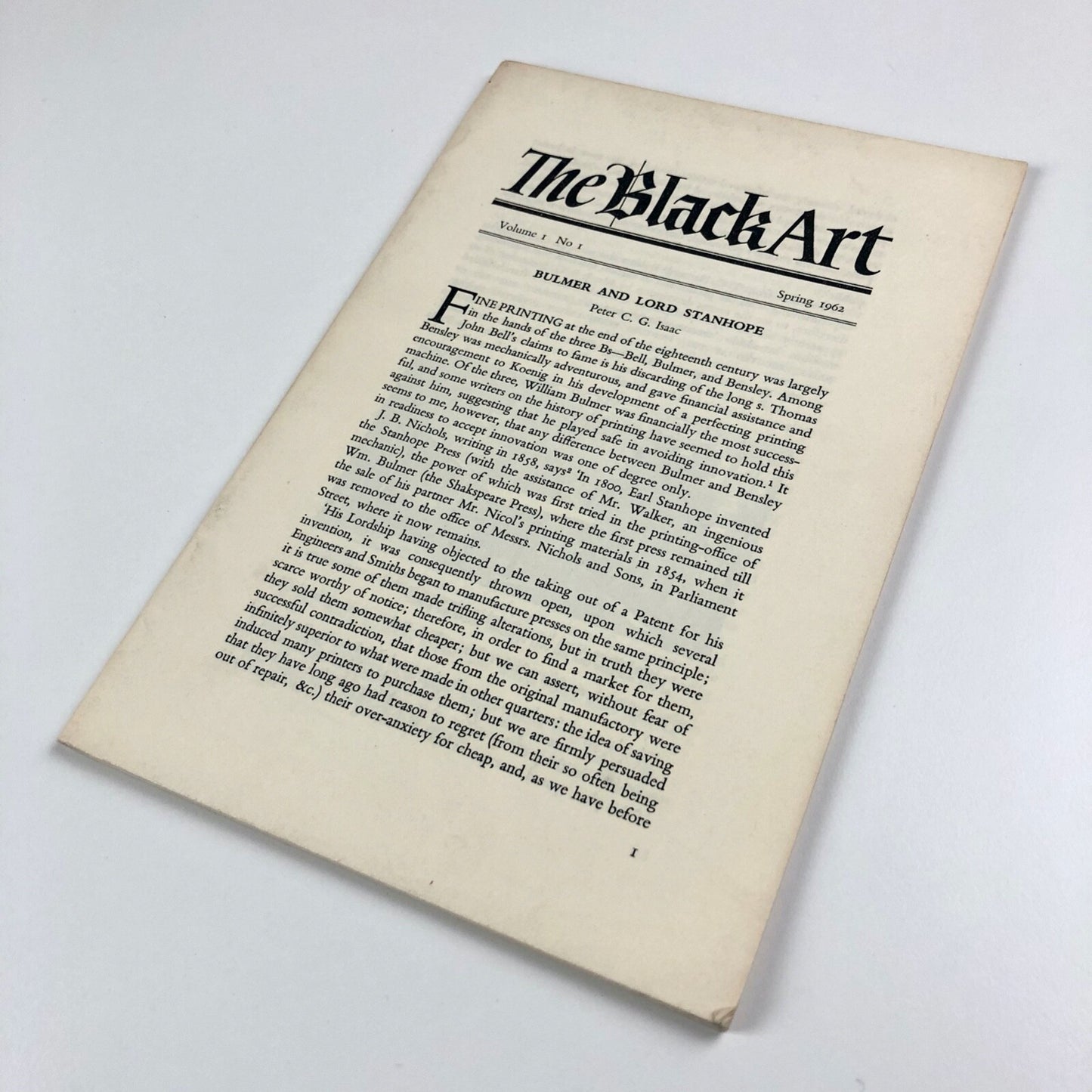 The Black Art vol 1 no 1 1962 | Bulmer and Lord Stanhope by Peter Isaac