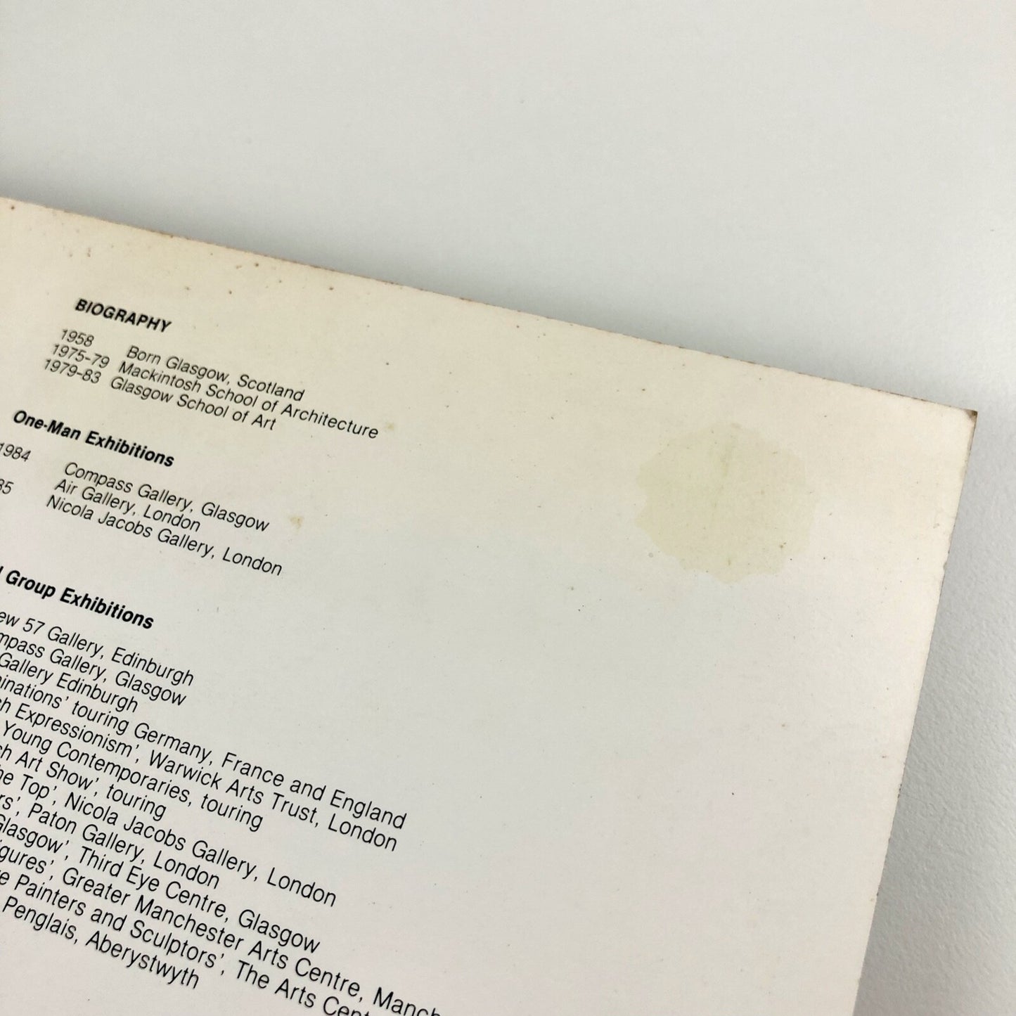 Adrian Wiszniewski – Paintings and Drawings | Nicola Jacobs Gallery 1985 | Exhibition card