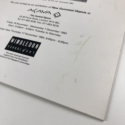 Folding card for John Mitchell Frustums and Fillers un omaggio a Giorgio Morandi | Wimbledon School of Art, 1994