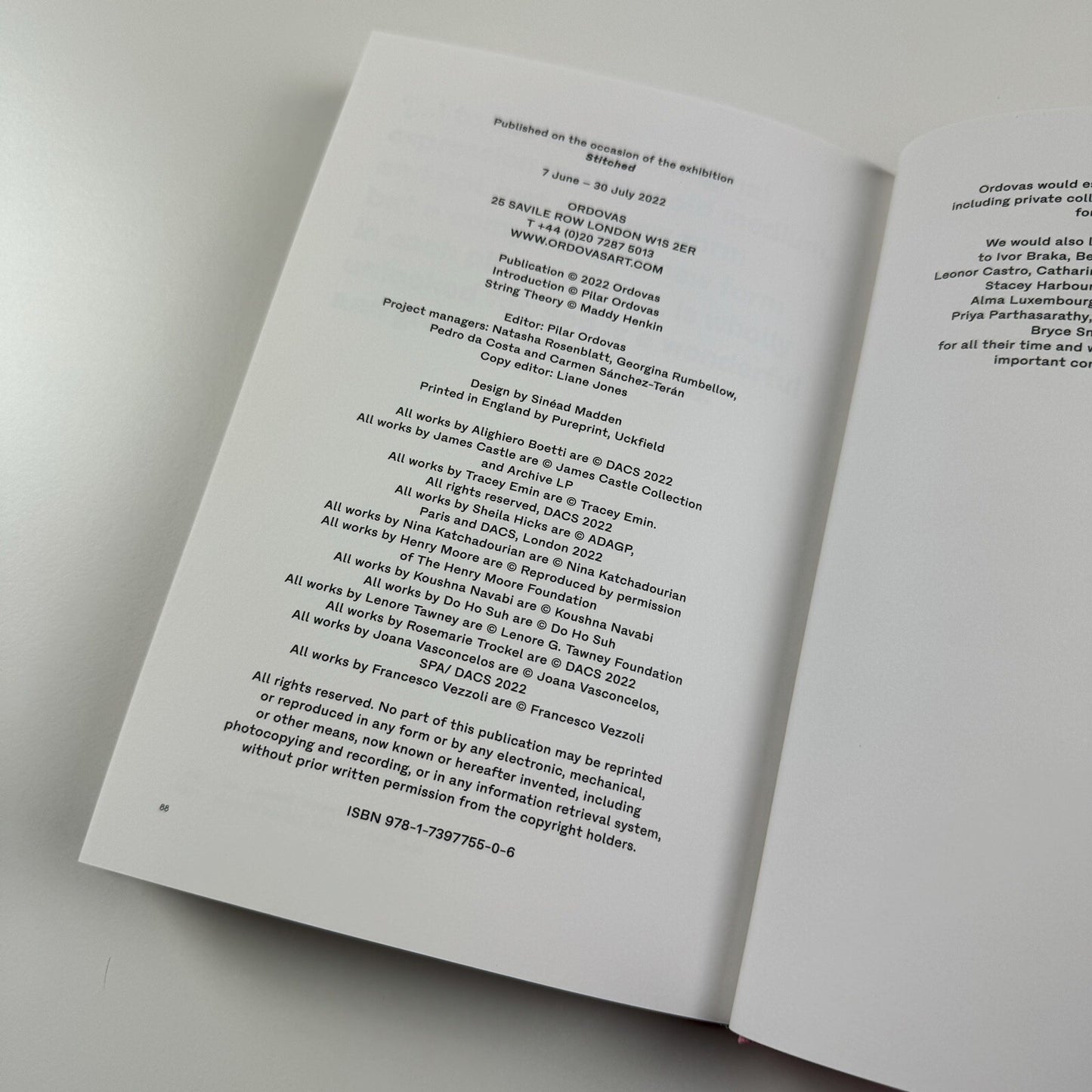 Stitched | Ordovas London, 2022 exhibition catalogue
