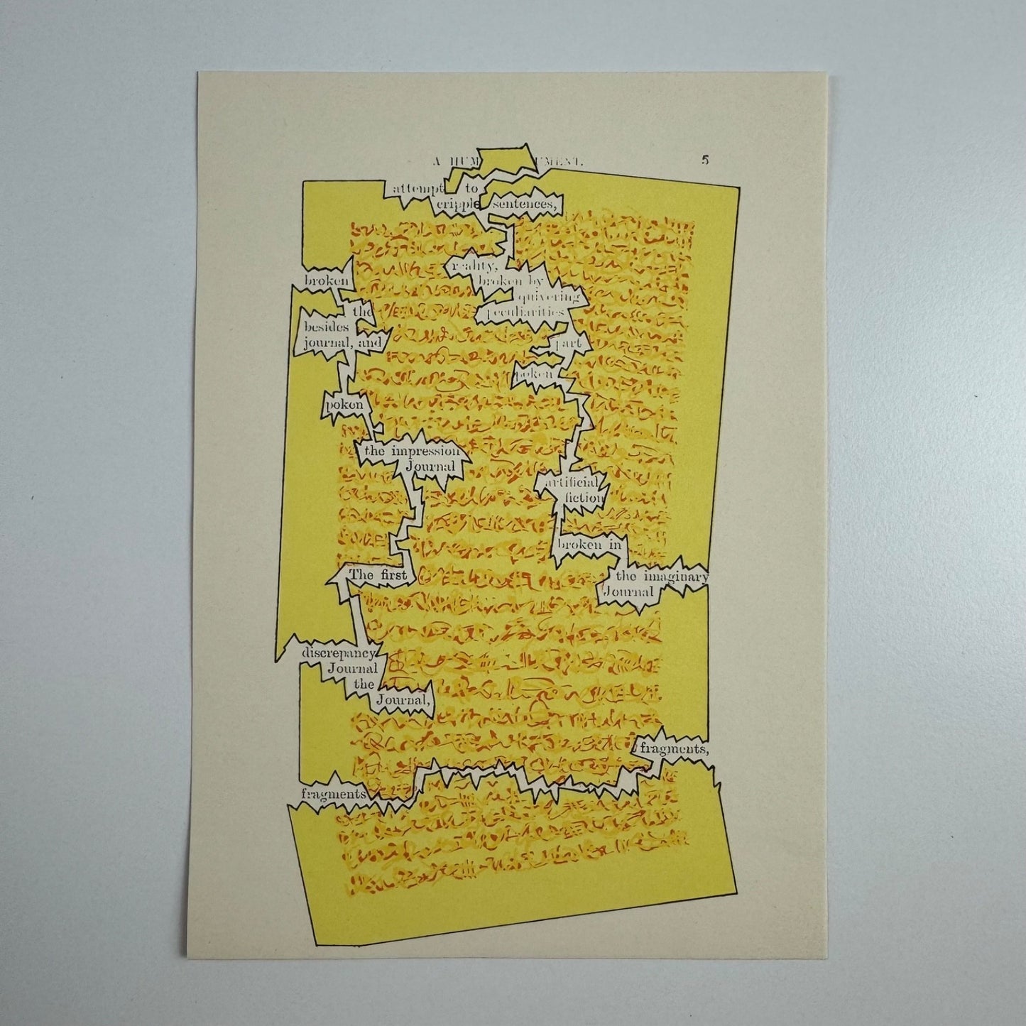 A Humument page 5 'attempt to cripple sentences' Tom Phillips | The Tetrad Press, 1970