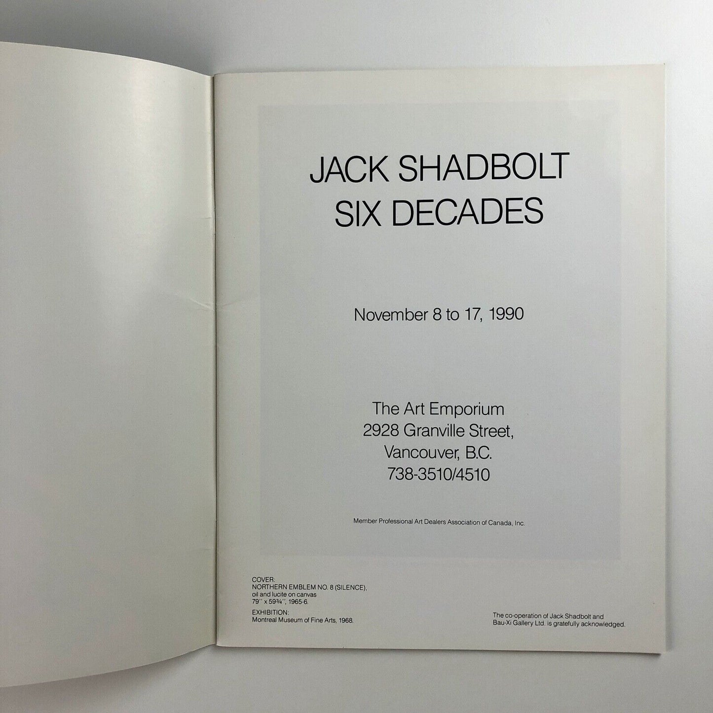 Jack Shadbolt – Six Decades | The Art Emporium Vancouver | 1990 exhibition catalogue booklet