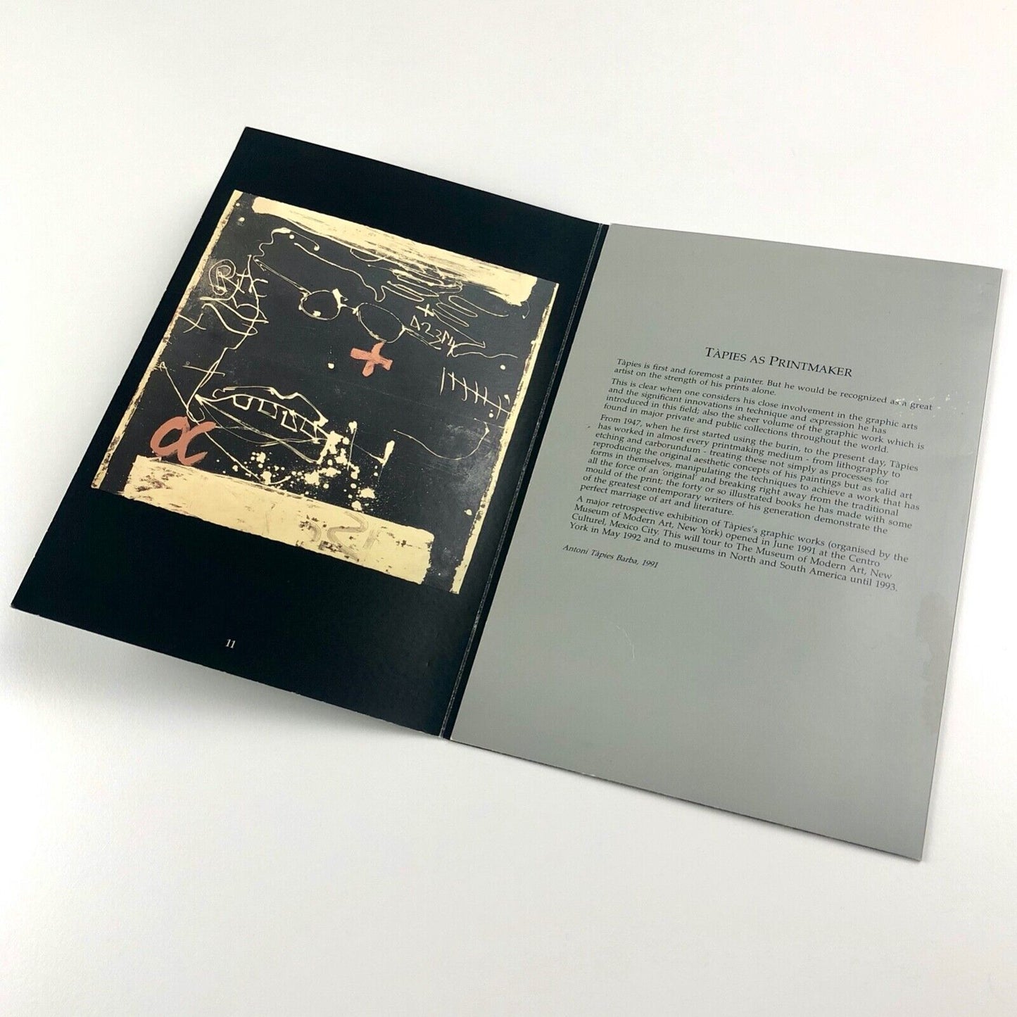 Folding card for Antoni Tapies Redfern Gallery 1992 | also typed insert for Antoni Tapies Sculpture Waddington Galleries 1991