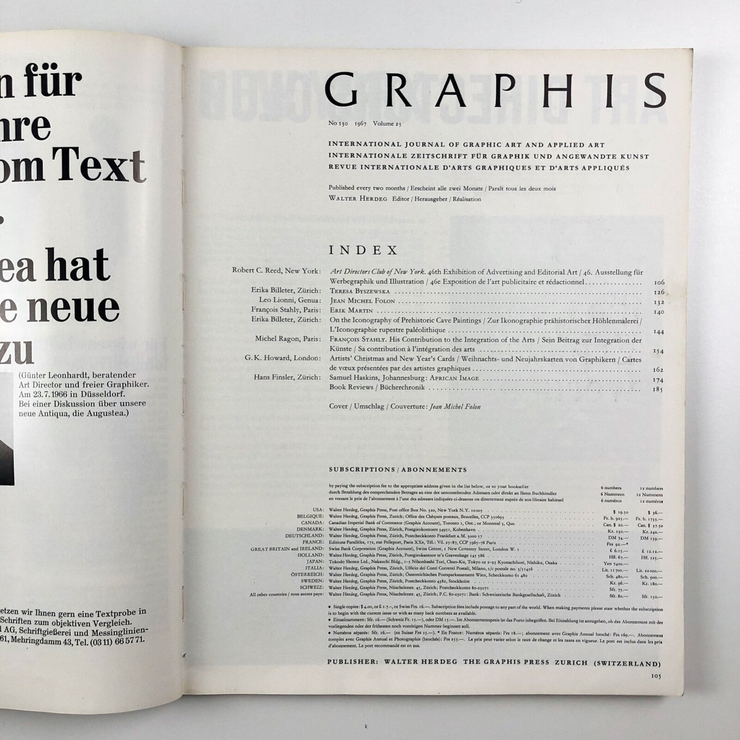 Graphis journal No 130 | Vol 23, 1967 | Walter Herdeg, The Graphis Press