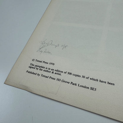 Roy Fisher. Correspondence. Tom Phillips. Tetrad Press, 1970 limited edition signed