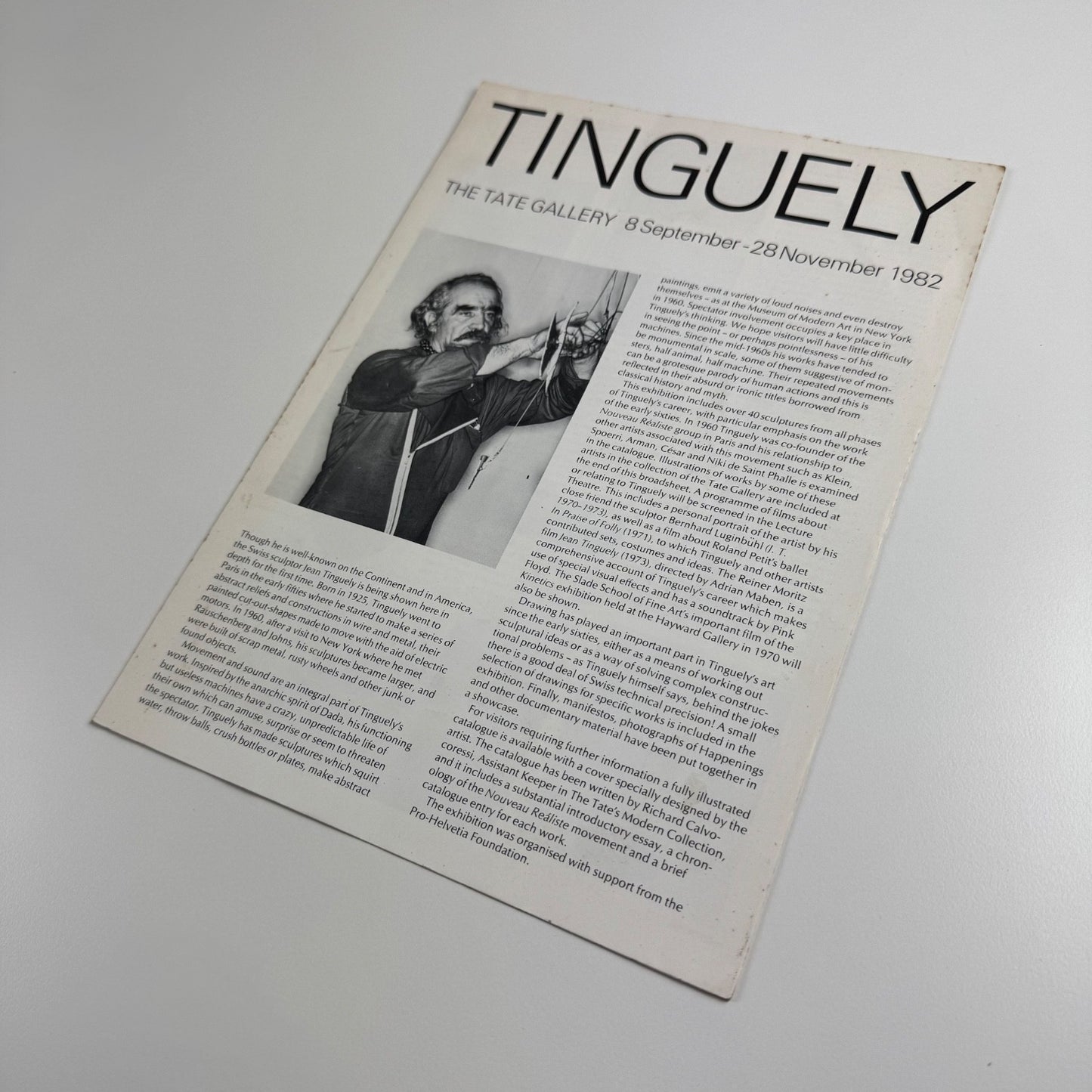 Gallery guide Tinguely |Tate Gallery 1982