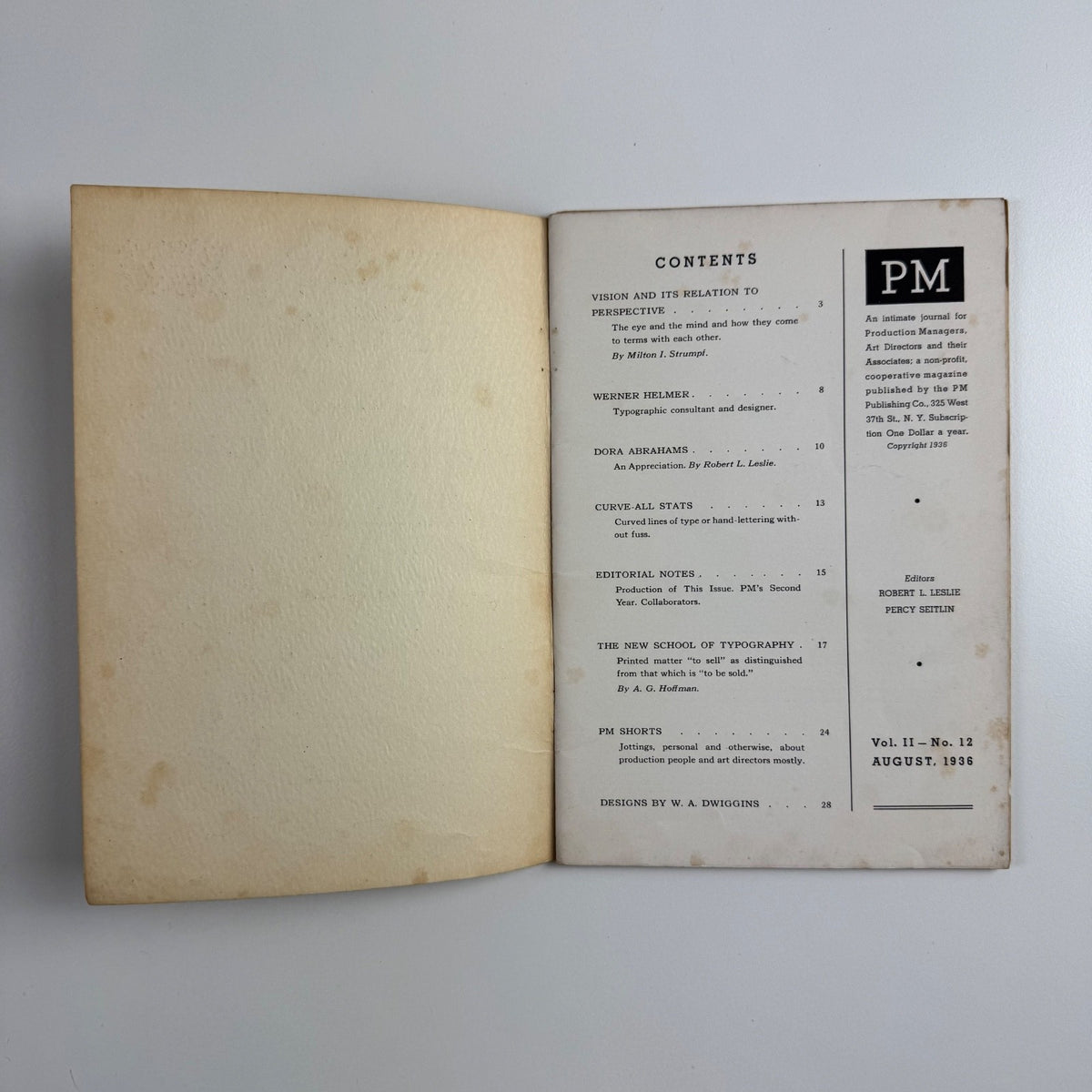 PM Vol 2 No. 12 August 1936 | Dora Abrahams