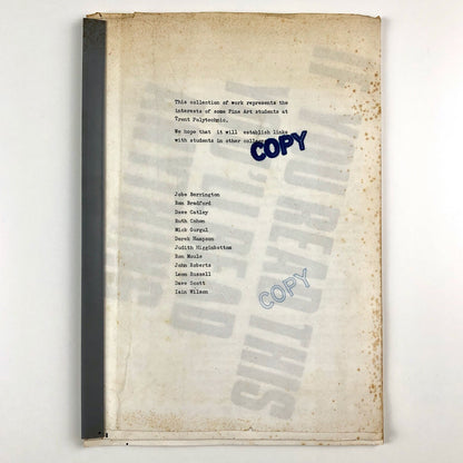 Trent Polytechnic – Fine Art Students work self-published 1970s/80s?
