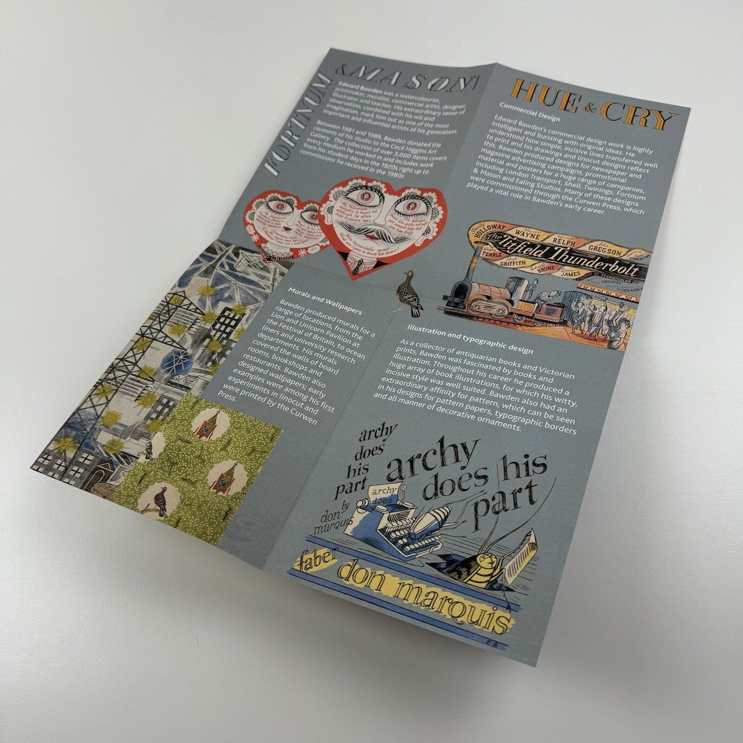 Edward Bawden fold-out promotional card | Cecil Higgins Art Gallery, 2009/10