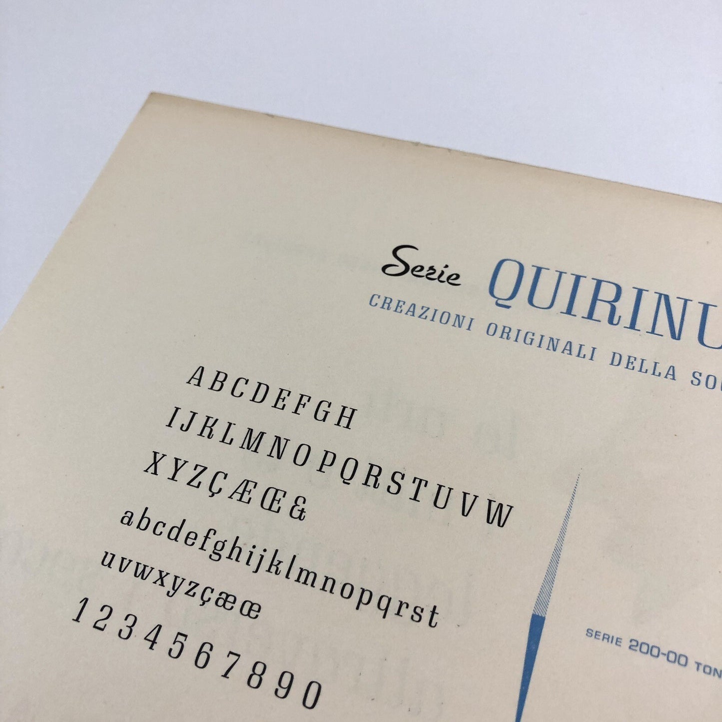 Type specimen sheet | Quirinus | Design by Alessandro Butti | Societá Nebiolo, undated