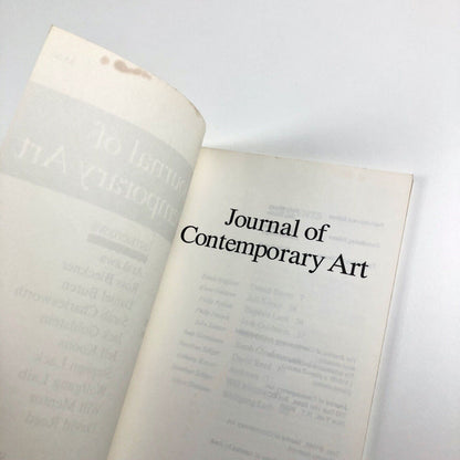 Journal of Contemporary Art. Volume 1 Number 1 First Issue Spring 1988 eds. Philip Pocock and John Zinsser